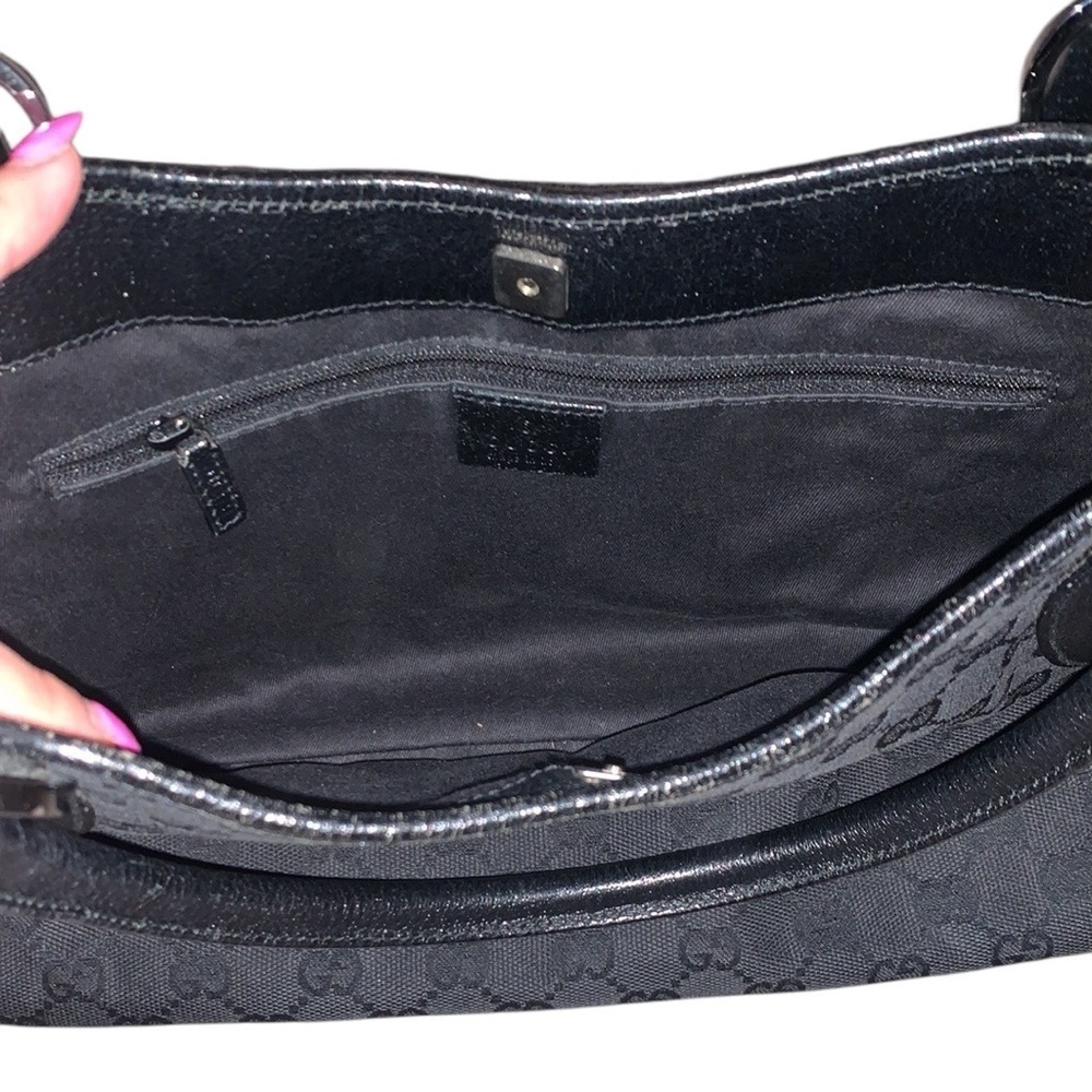 Gucci monogram canvas and leather shoulder bag black - Picture 8 of 8